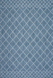 Diamond Pattern Hand-Woven Wool Teal Rug